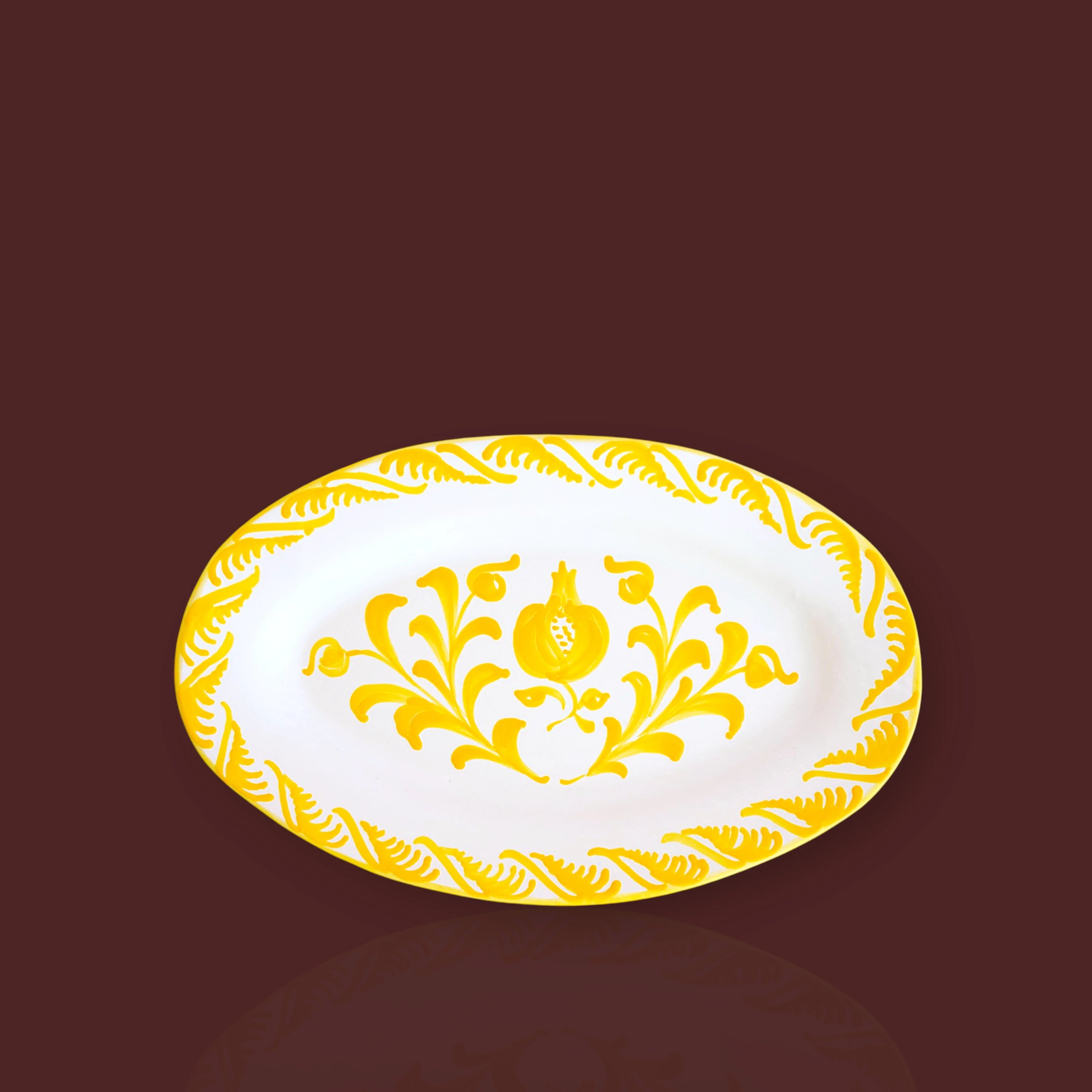 Bandeja ovalada Granada popular de cerámica artesanal 37 cm color amarillo