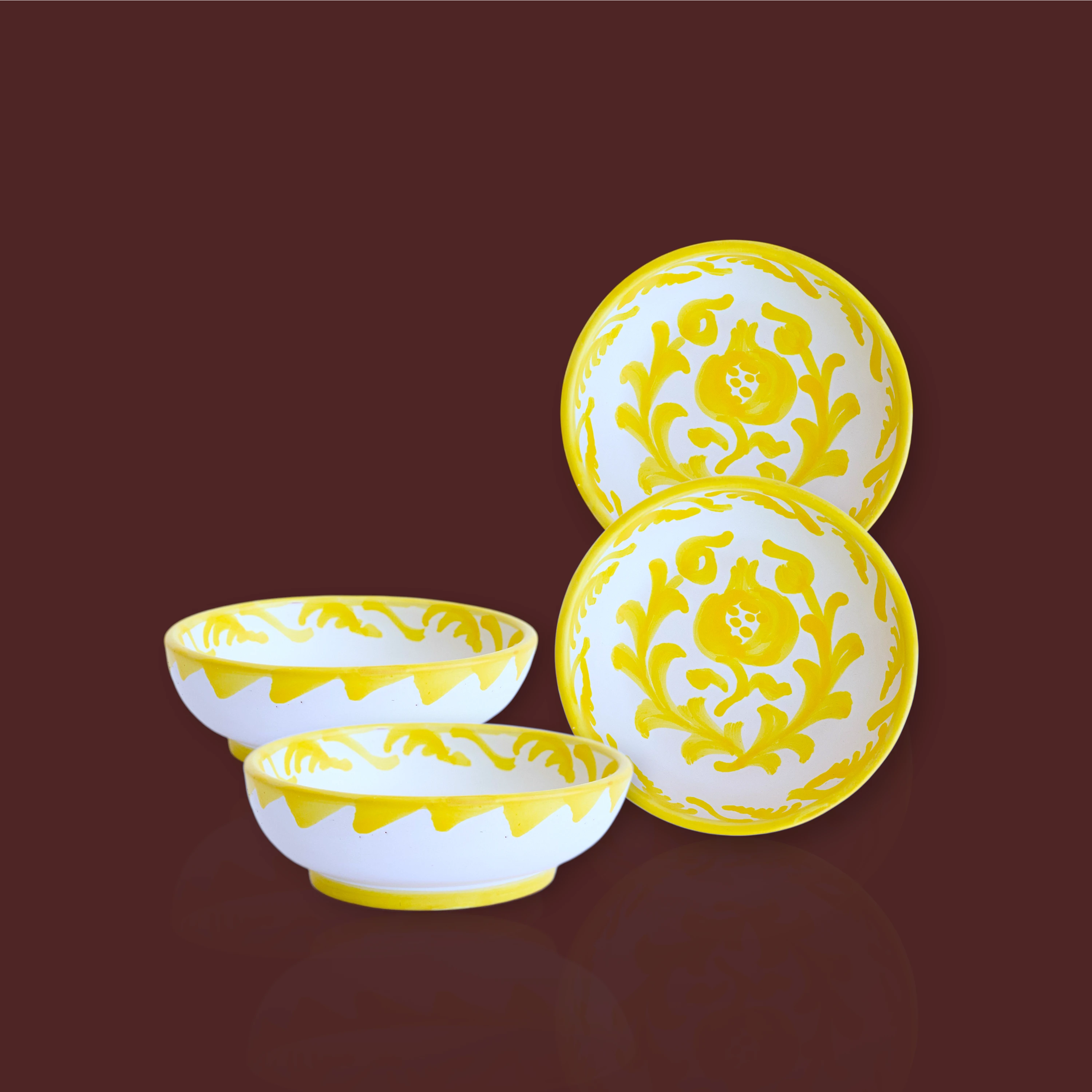 Cuenco aperitivo Granada popular de cerámica artesanal 10cm color amarillo