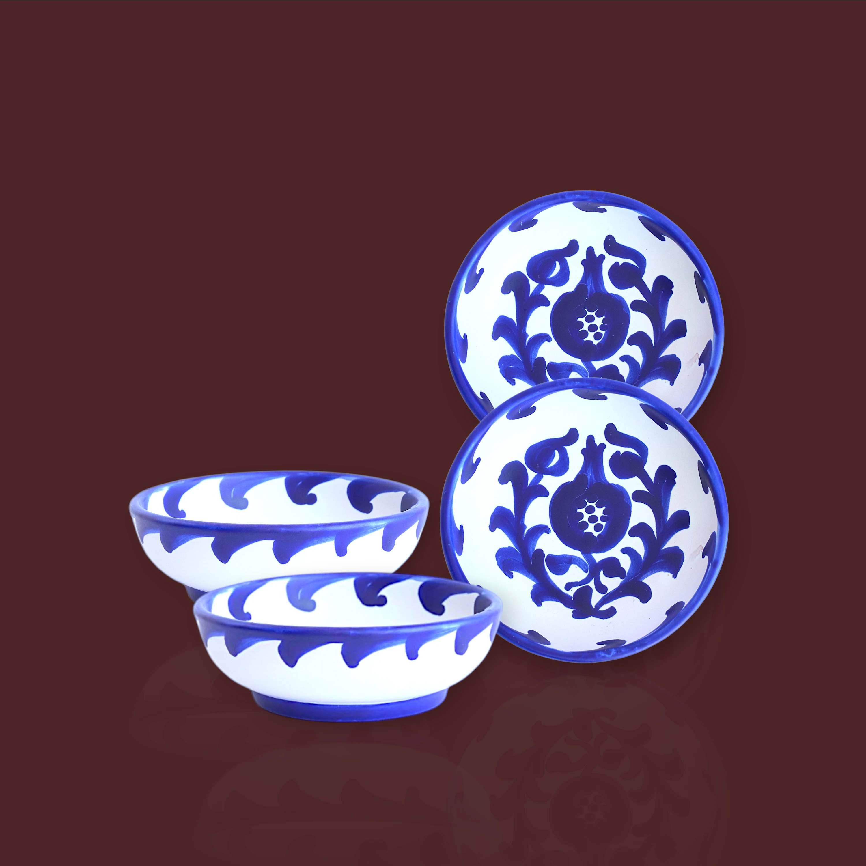 Cuenco aperitivo Granada popular de cerámica artesanal 10cm color azul