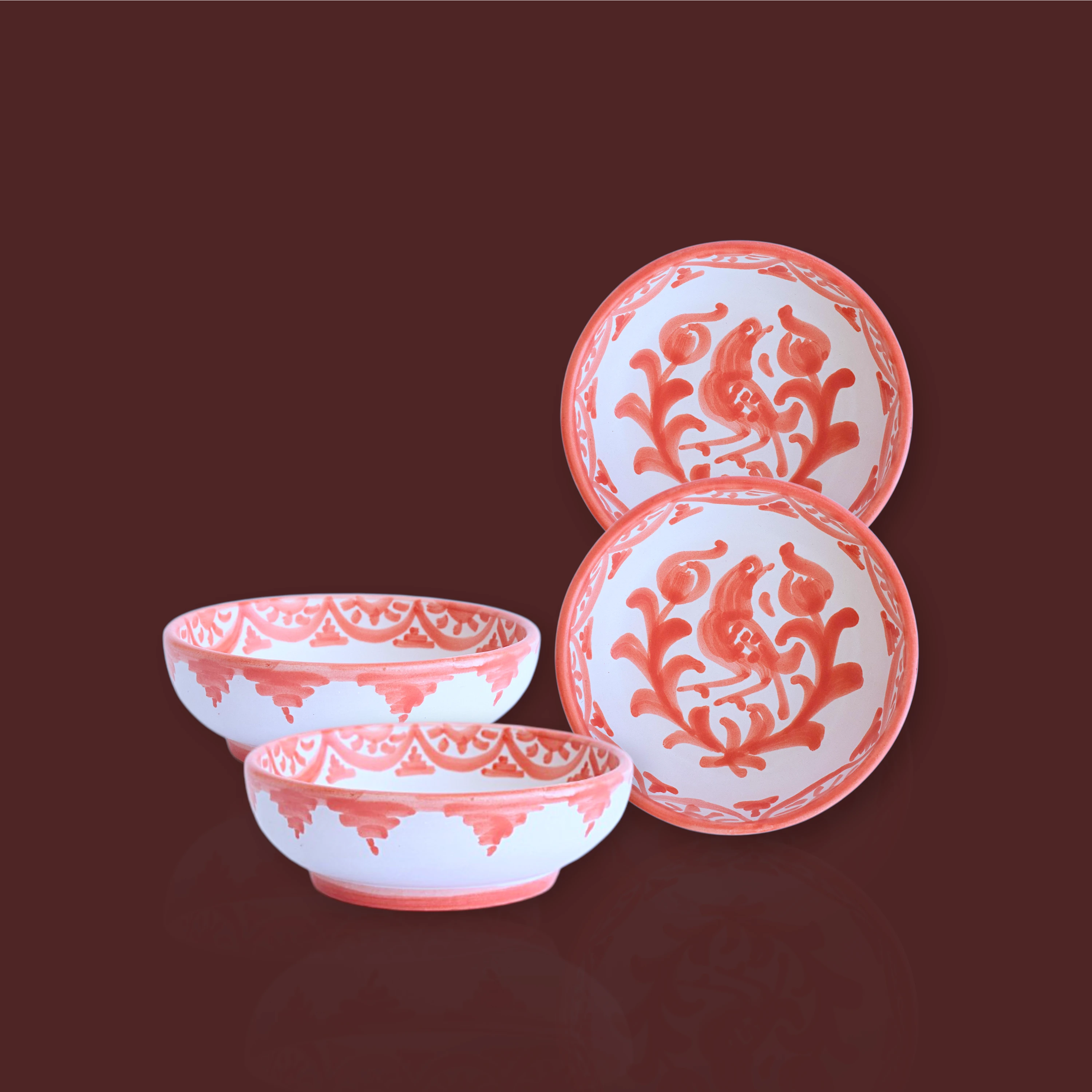 Cuenco aperitivo Granada popular de cerámica artesanal 10cm color fresa