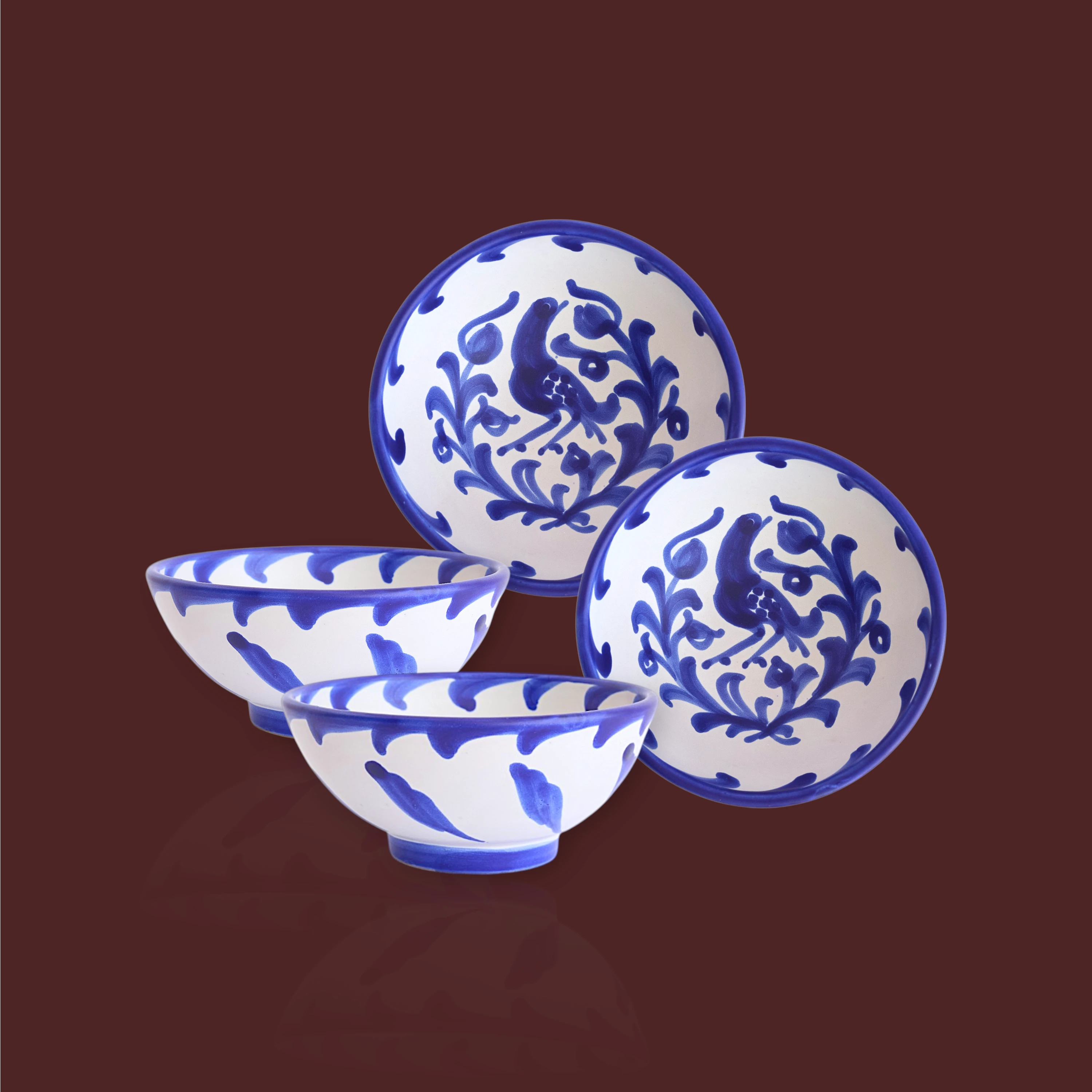 Cuenco desayuno Granada popular de cerámica artesanal 14.5 cm color azul