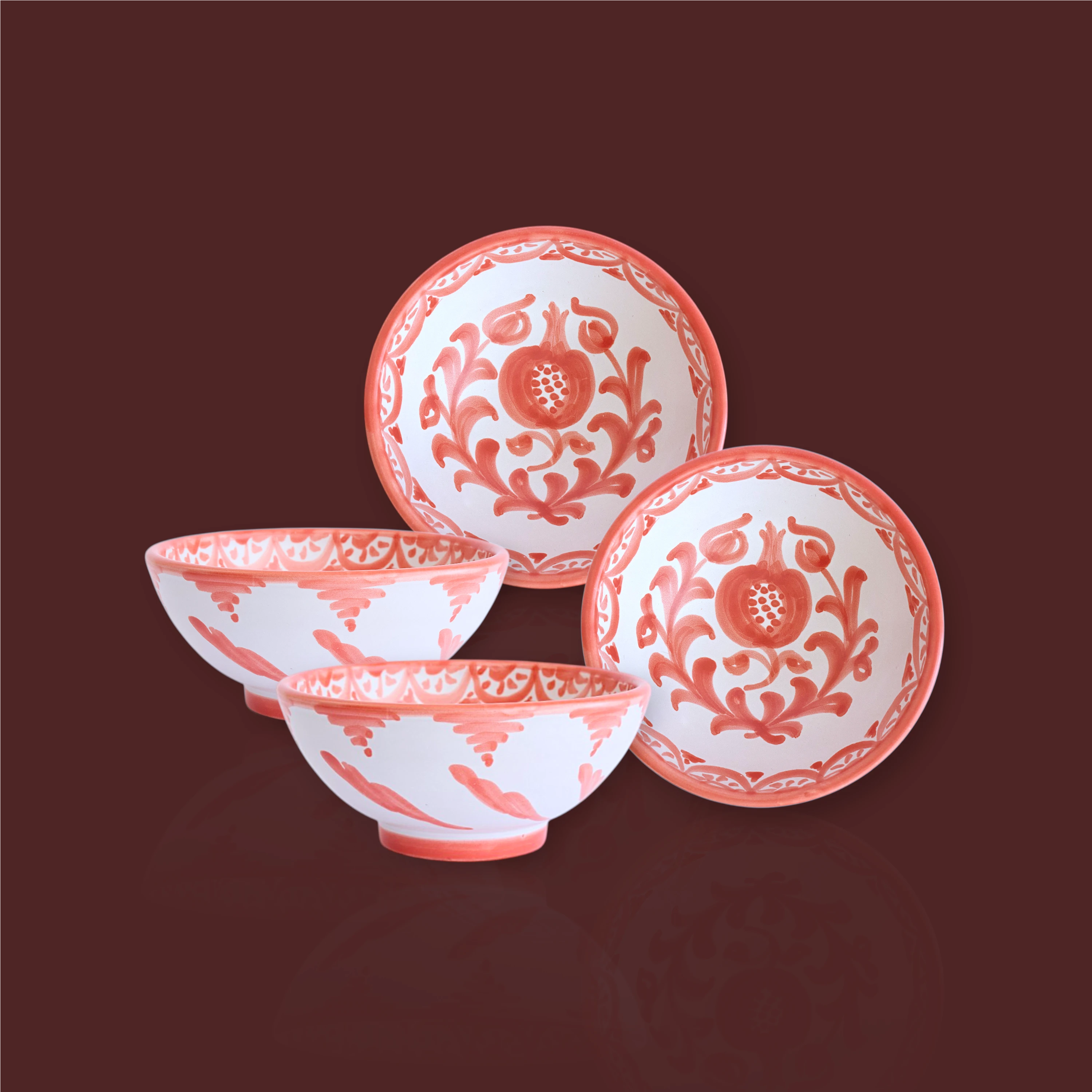 Cuenco desayuno Granada popular de cerámica artesanal 14.5 cm color fresa