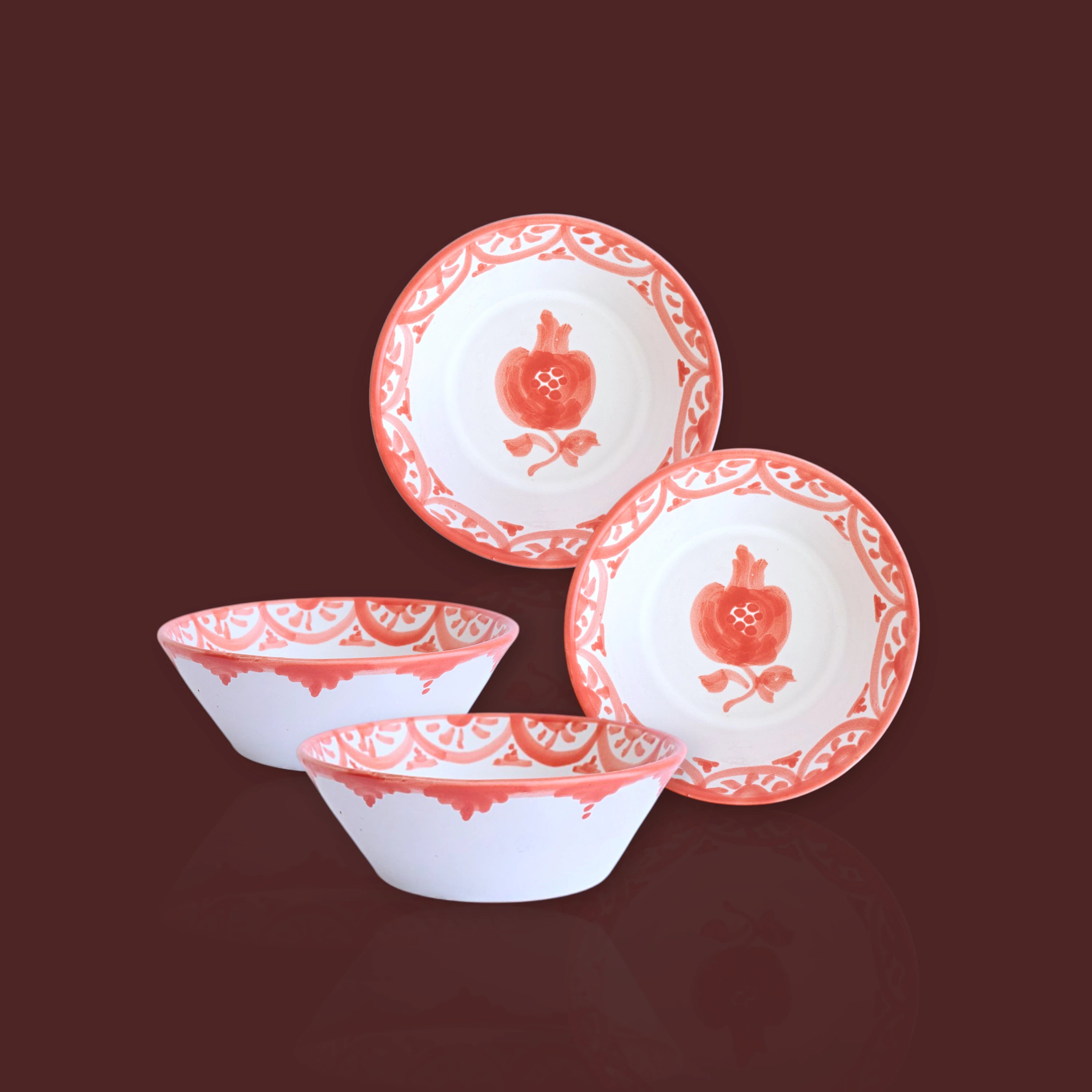 Cuenco desayuno recto Granada popular de cerámica artesanal 14 cm color fresa