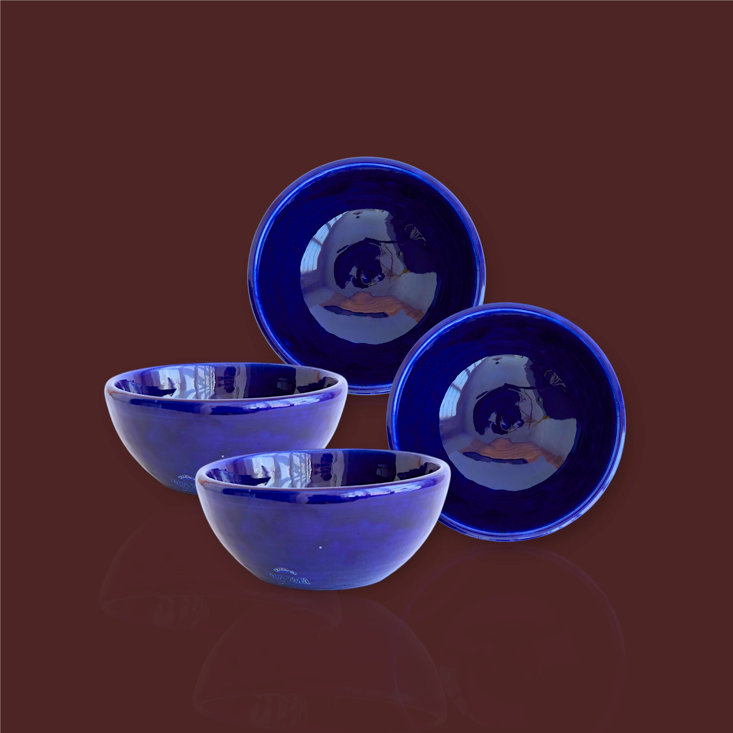 Cuenco desayuno Úbeda liso de cerámica artesanal color azul