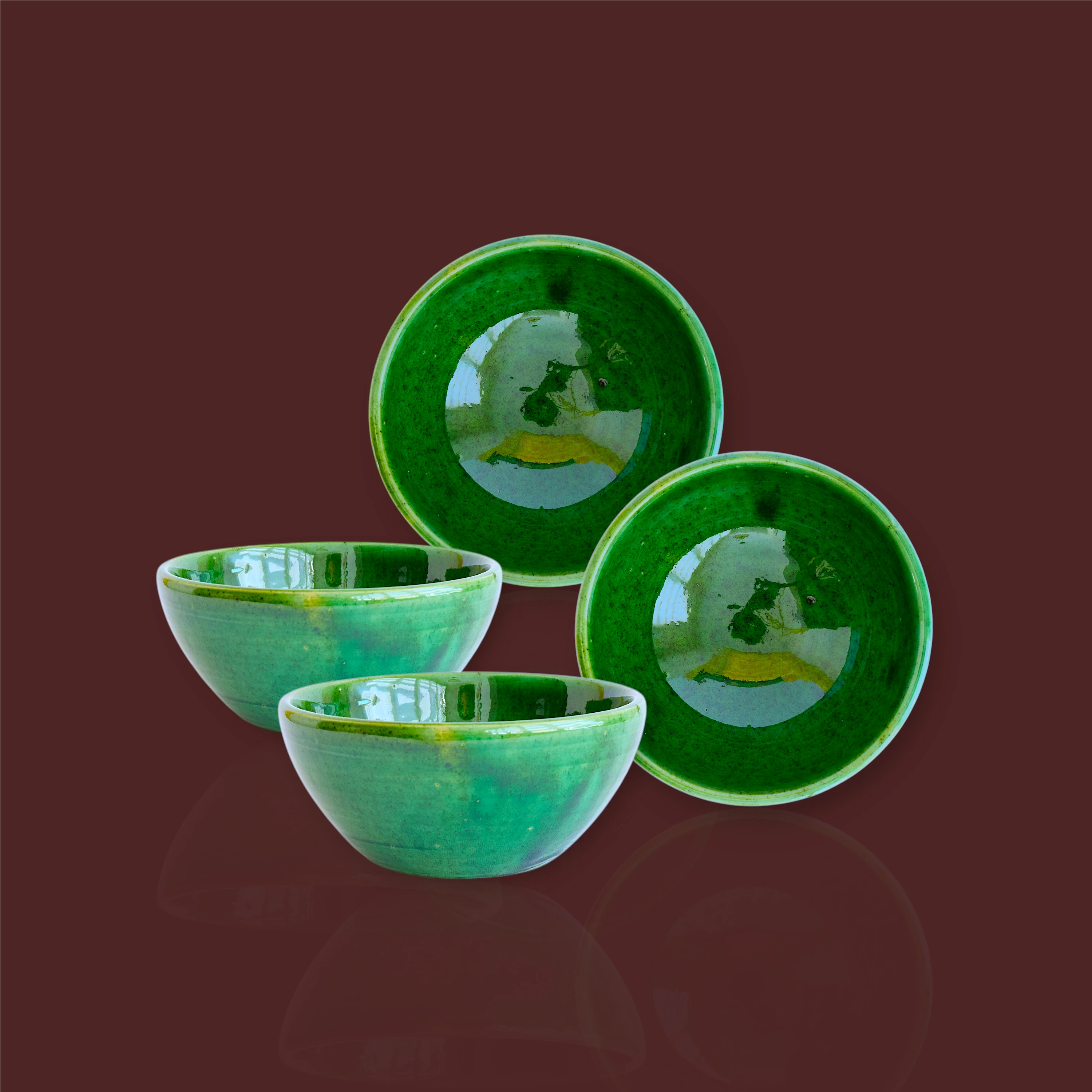 Cuenco desayuno Úbeda liso de cerámica artesanal color verde
