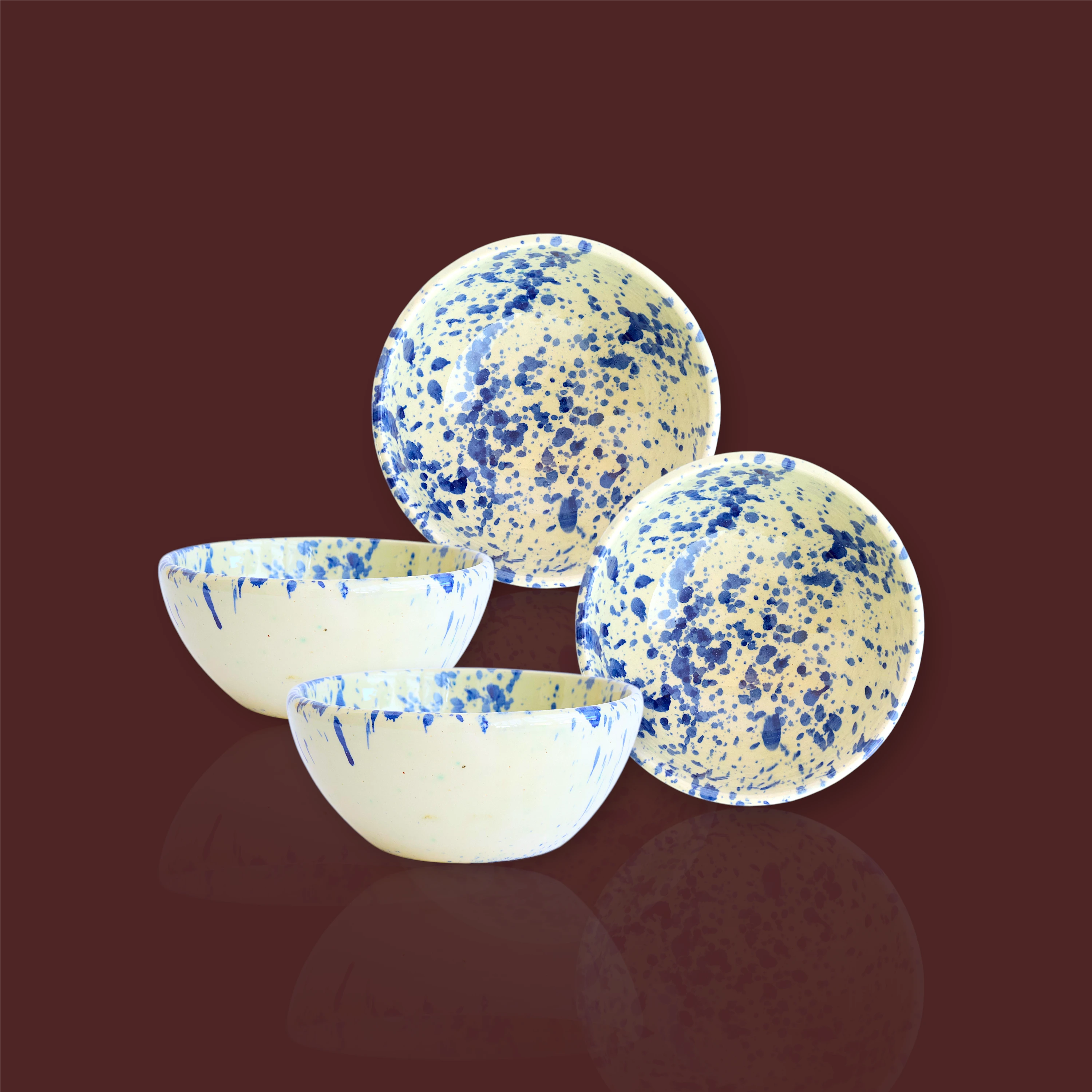 Cuenco desayuno Úbeda moteado de cerámica artesanal color azul