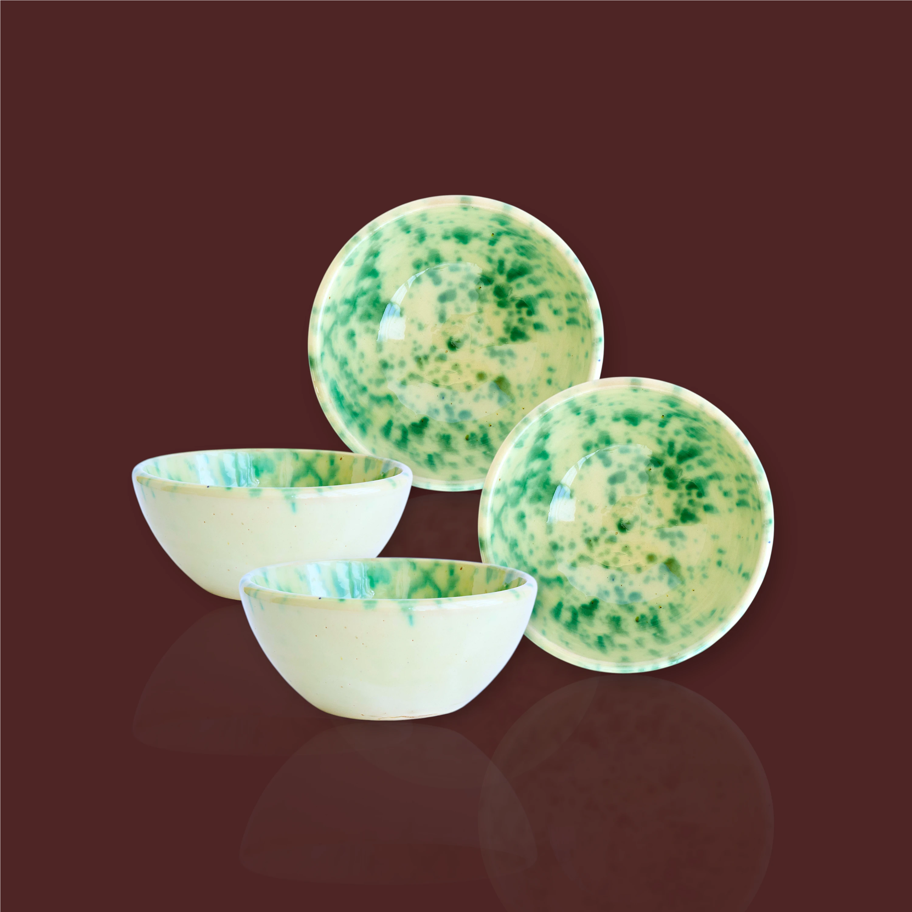 Cuenco desayuno Úbeda moteado de cerámica artesanal color verde