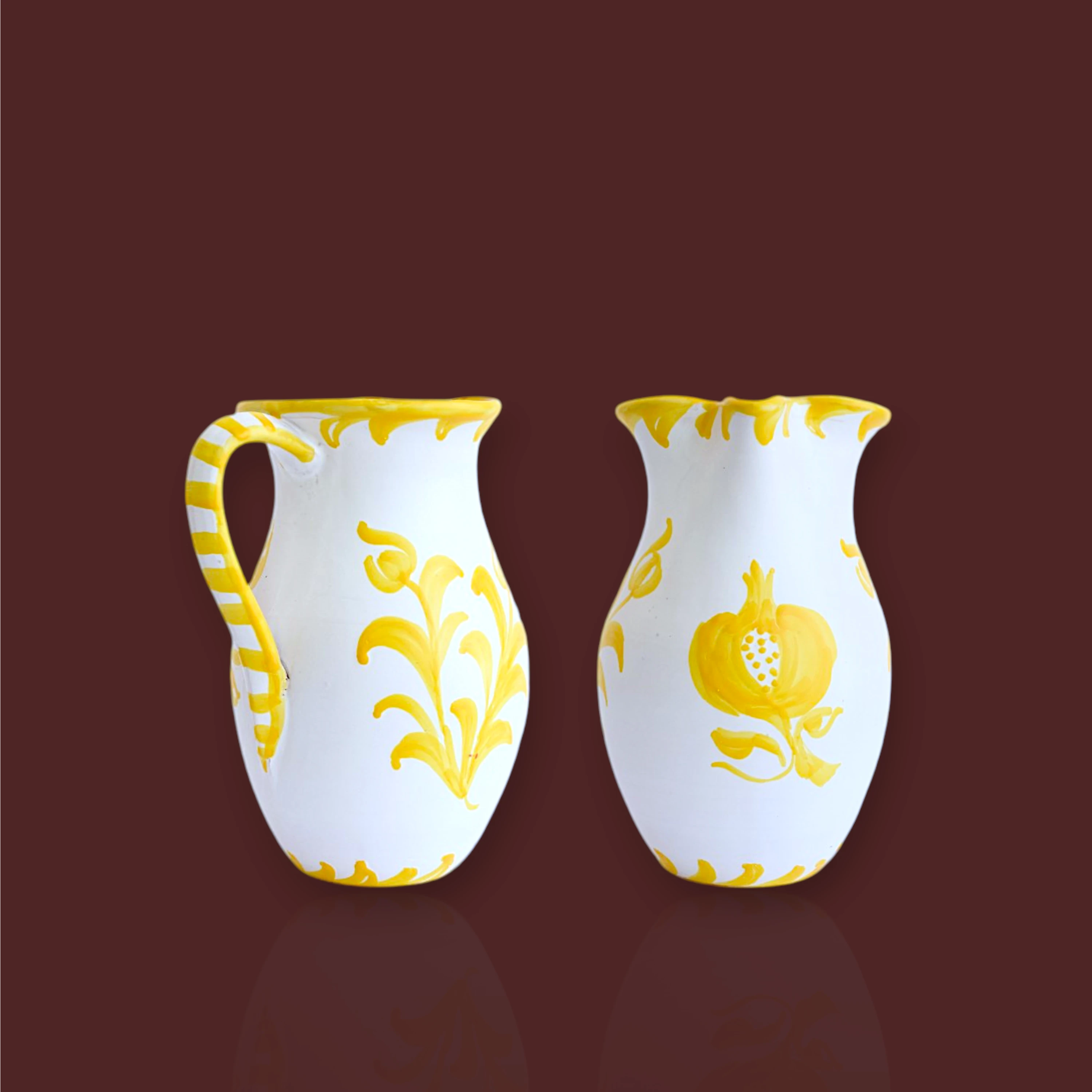 Jarra Granada popular de cerámica artesanal 20 cm color amarillo
