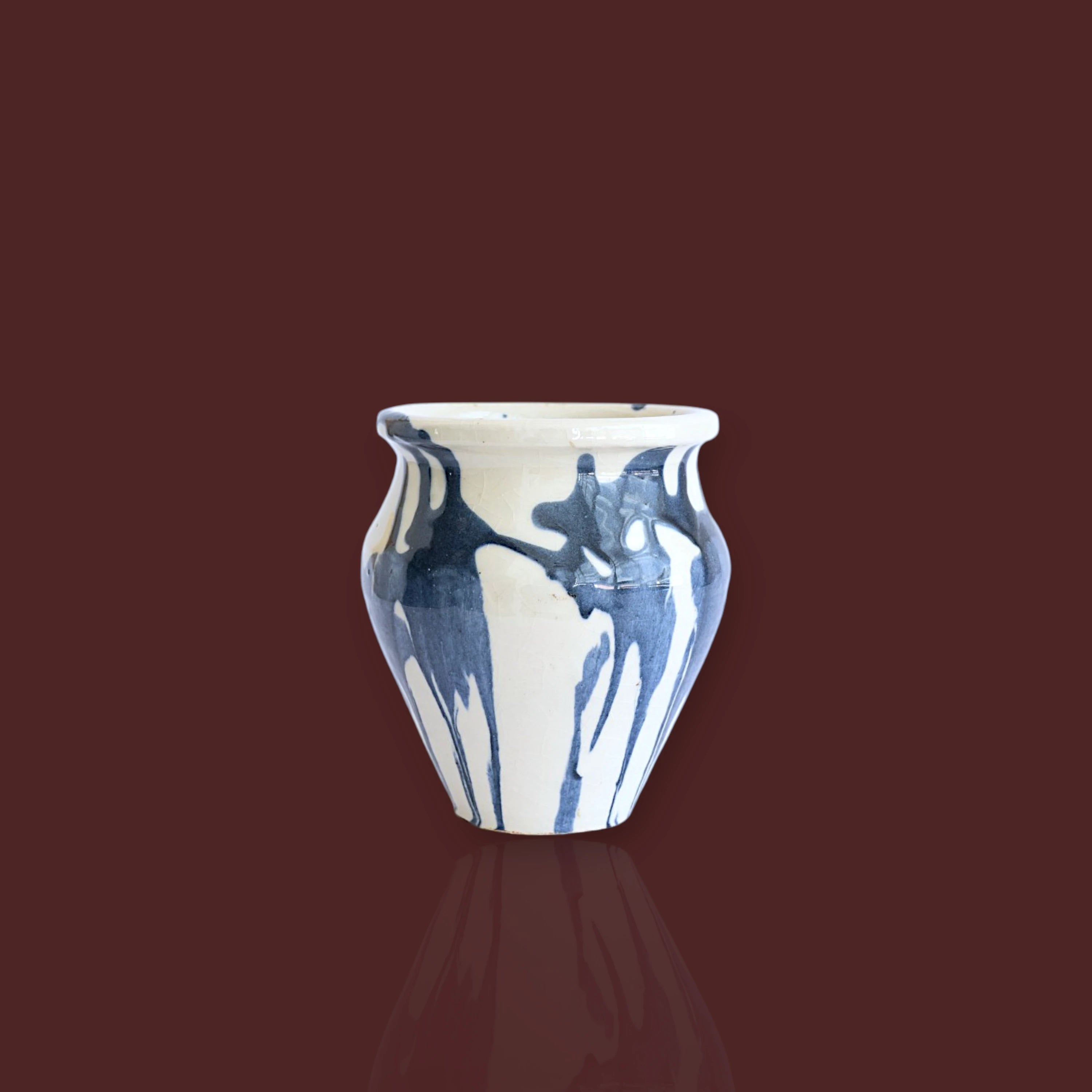 Jarrón Huelva marmolado de cerámica artesanal color azul
