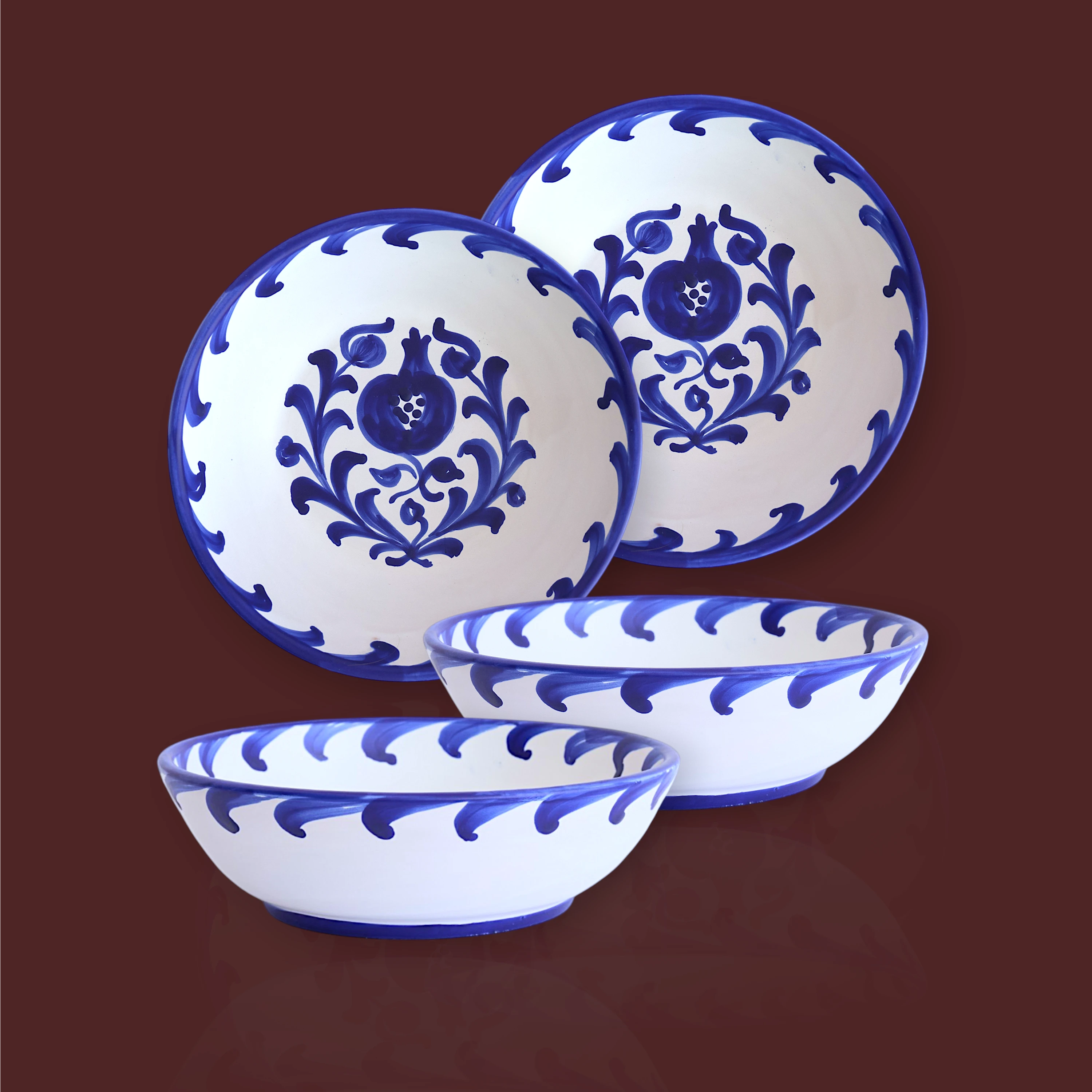 Plato Hondo Granada Popular de cerámica artesanal 21 cm color azul