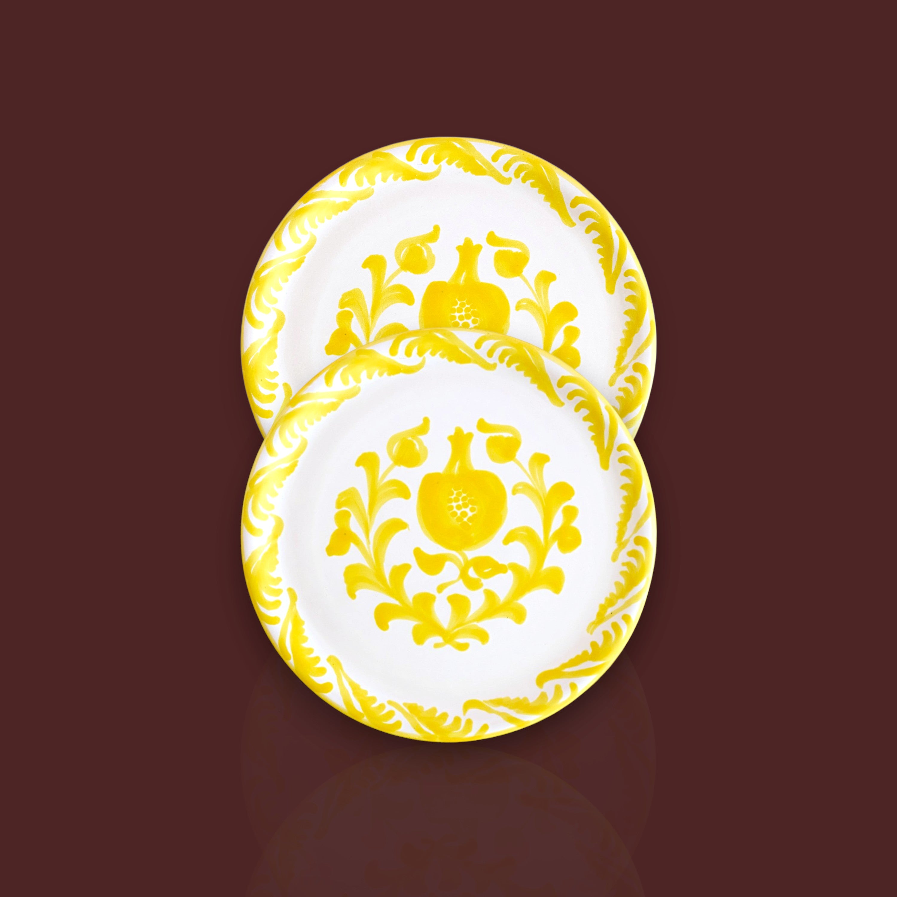 Plato Llano Granada Popular de cerámica artesanal 24 cm color amarillo