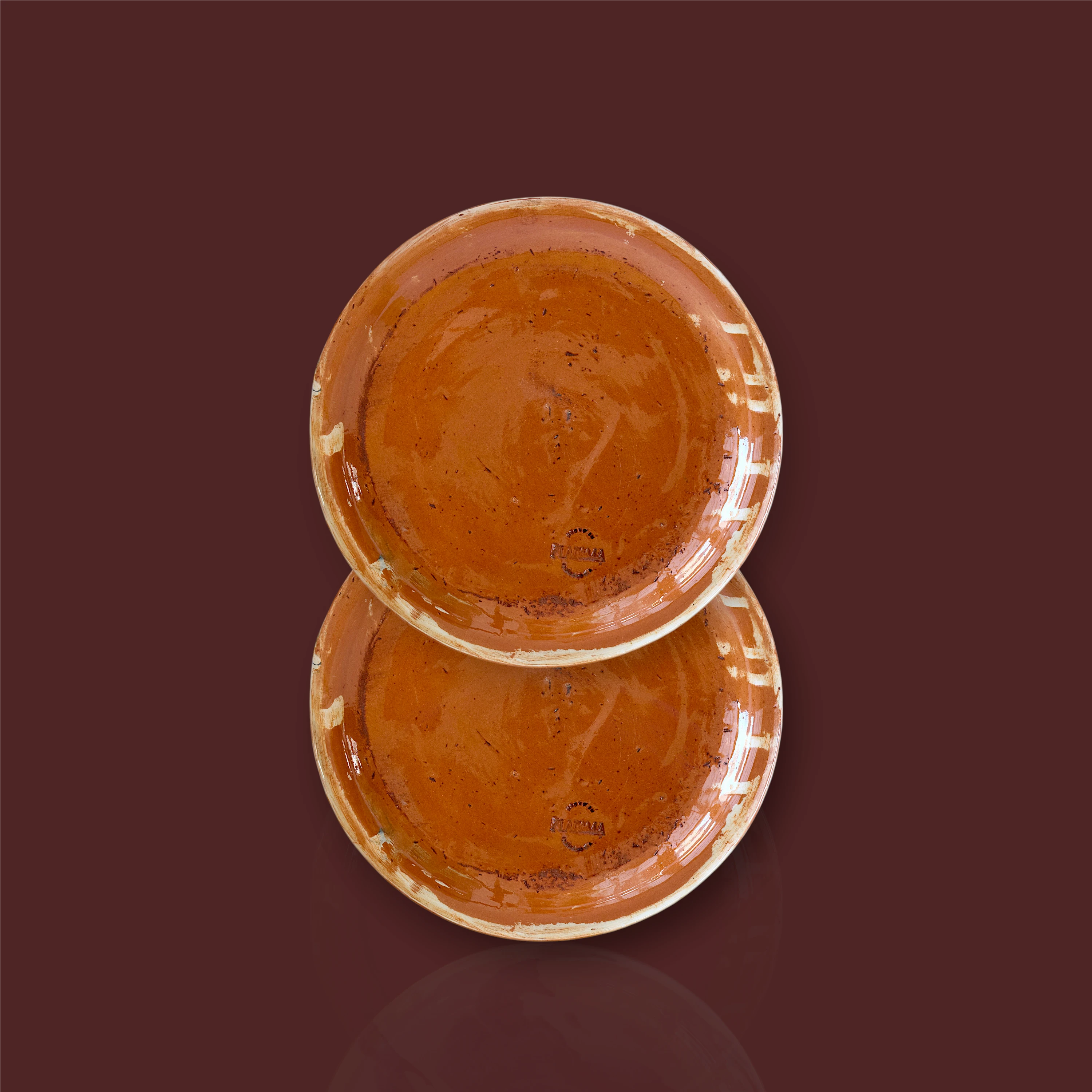 Plato postre Huelva marmolado de cerámica artesanal 21 cm color back