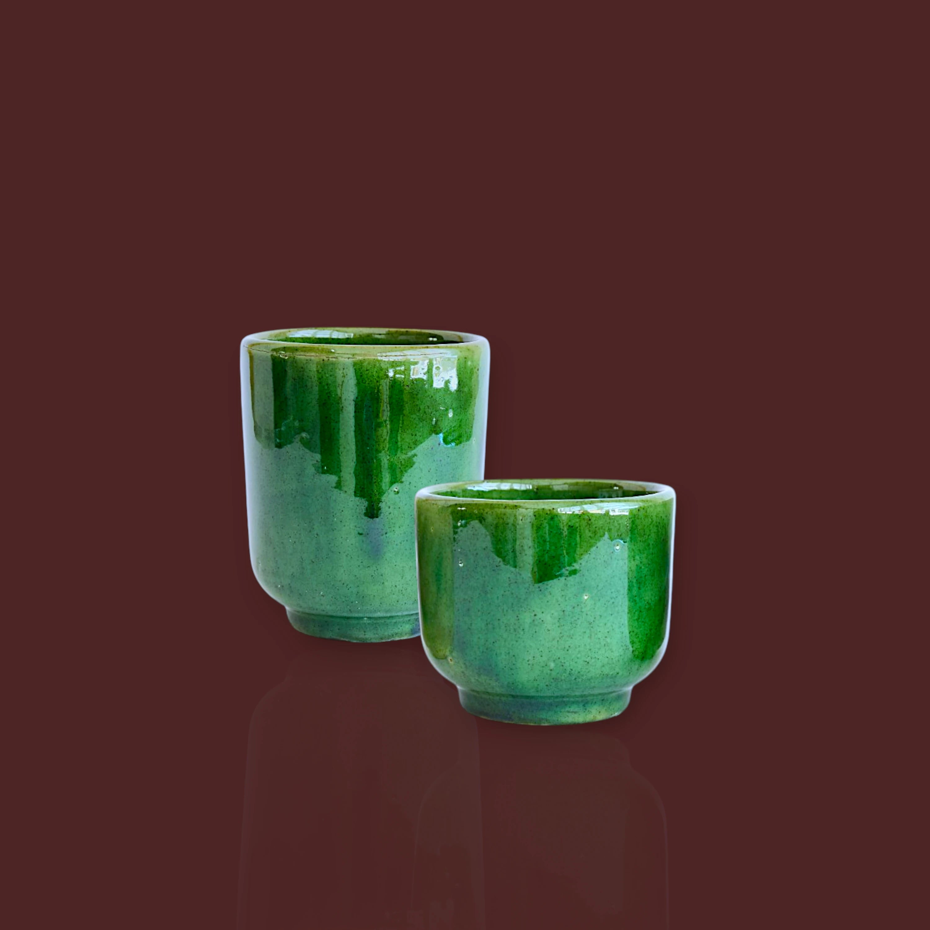Vasos Úbeda liso de cerámica artesanal color verde