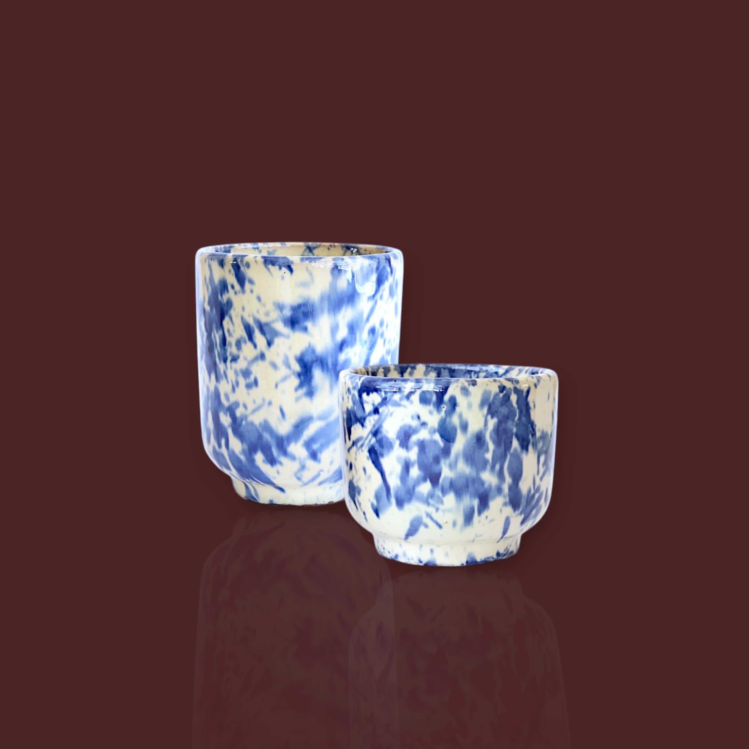 Vasos Úbeda moteado de cerámica artesanal color azul