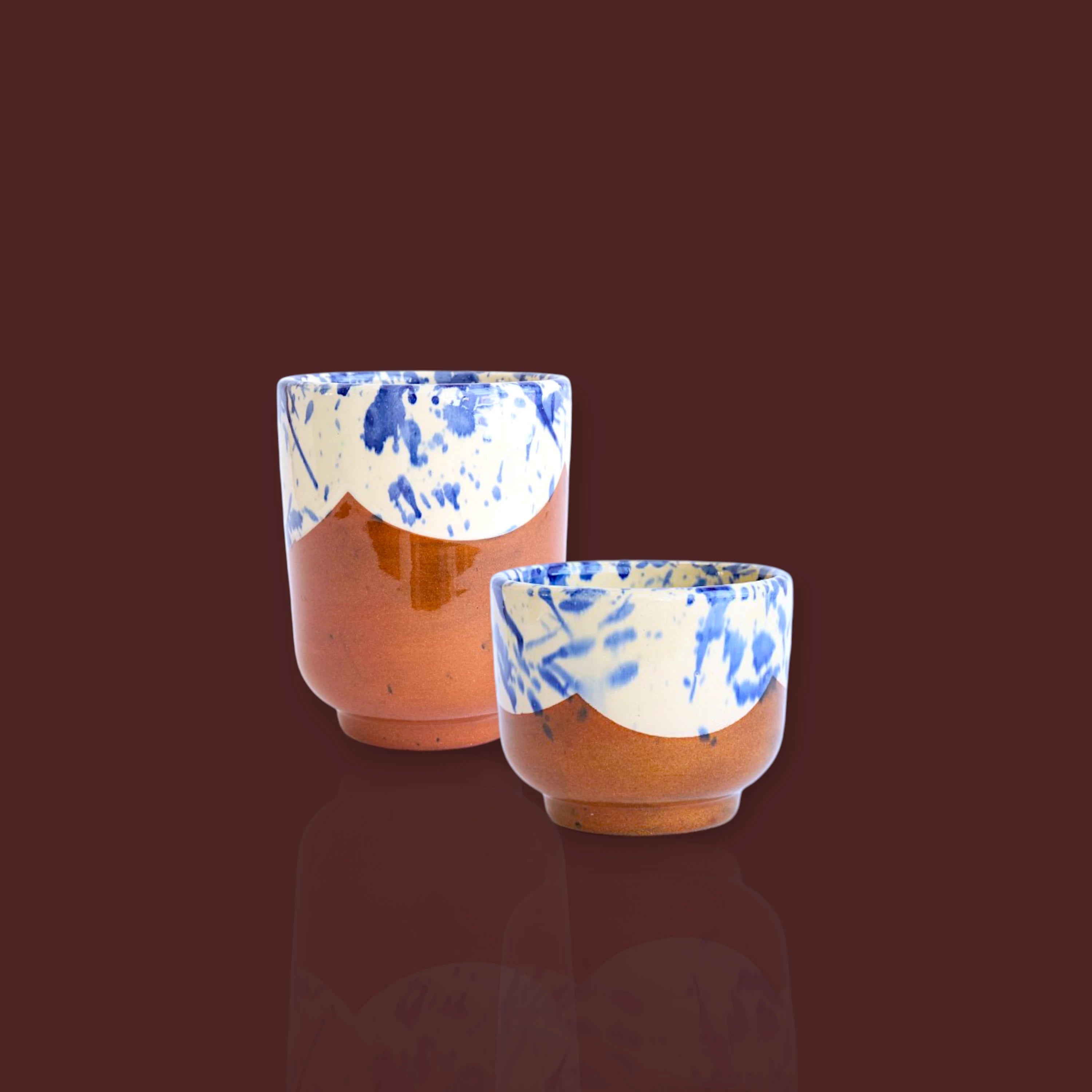 Vasos Úbeda ondas de cerámica artesanal color azul